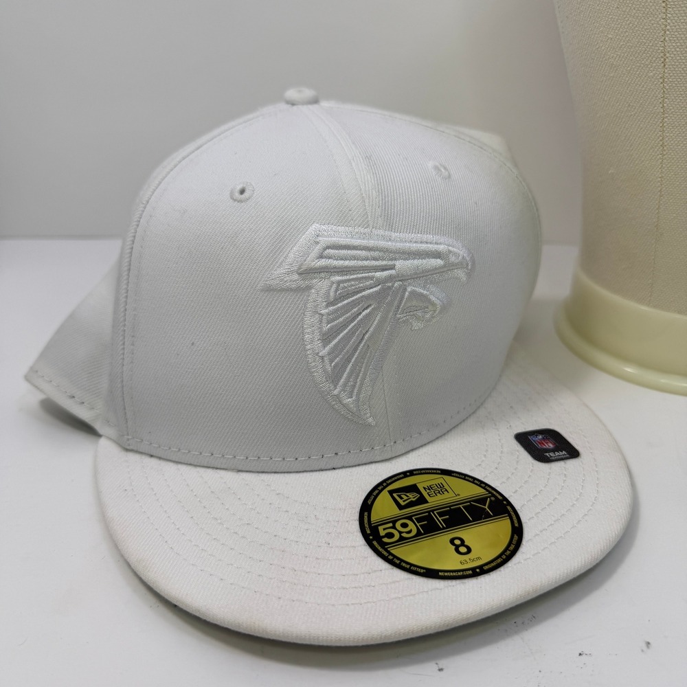 New Era 59FIFTY Atlanta Falcons Hat White Tonal Fitted Size 8 NFL 21432450